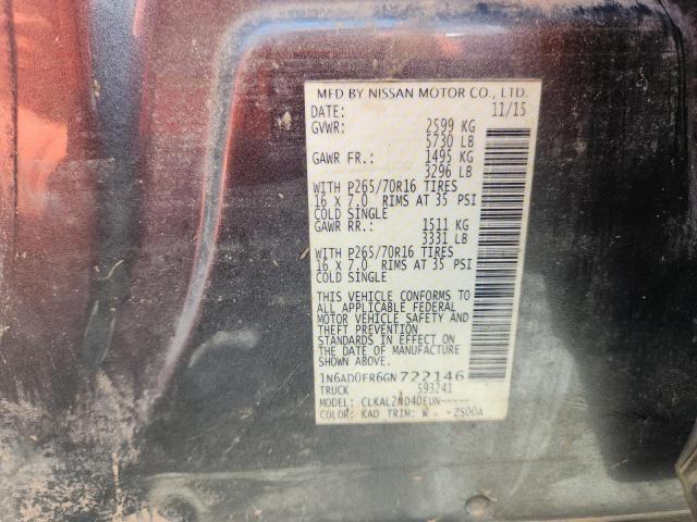 2016 NISSAN FRONTIER S 1N6AD0ER6GN722146