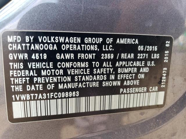 2015 VOLKSWAGEN PASSAT SE - 1VWBT7A31FC098963
