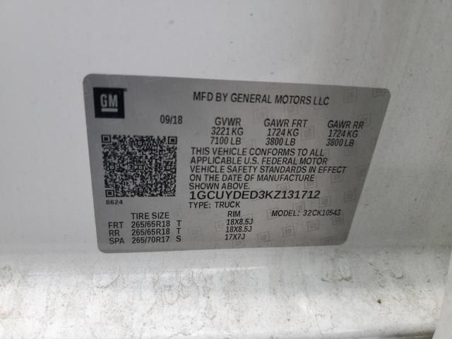 2019 CHEVROLET SILVERADO - 1GCUYDED3KZ131712