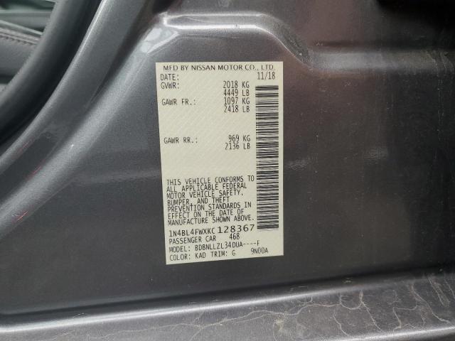 2019 NISSAN ALTIMA PLA 1N4BL4FWXKC128367