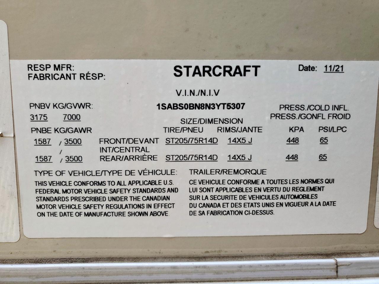 Lot #3279775291 2022 STARCRAFT TRAILER