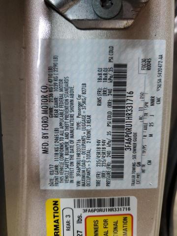 2017 FORD FUSION TIT 3FA6P0RU1HR331716