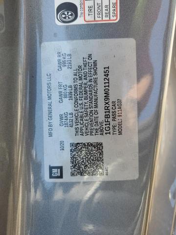 2021 CHEVROLET CAMARO LS 1G1FB1RX9M0112451