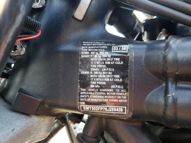 2006 TRIUMPH MOTORCYCLE DAYTONA 955I SMT502FP76J269459