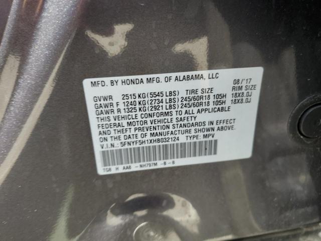 2017 HONDA PILOT LX 5FNYF5H1XHB032124