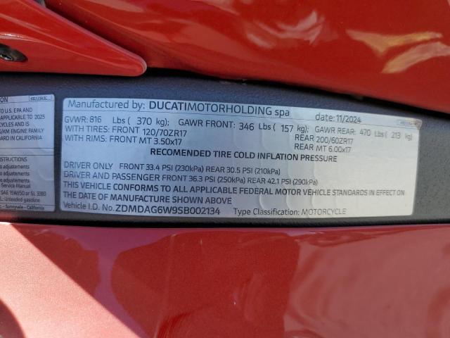 2025 DUCATI PANIGALE V ZDMDAG6W9SB002134