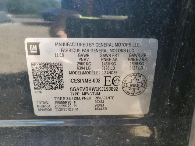 2019 BUICK ENCLAVE PR 5GAEVBKW1KJ193892