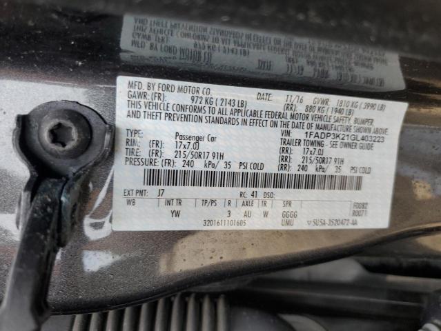 2016 FORD FOCUS SE 1FADP3K21GL403223