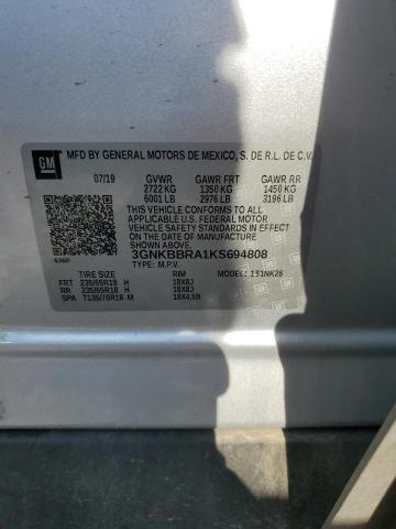 2019 CHEVROLET BLAZER 1LT 3GNKBBRA1KS694808
