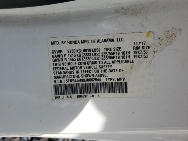 2018 HONDA ODYSSEY EL 5FNRL6H98JB062544