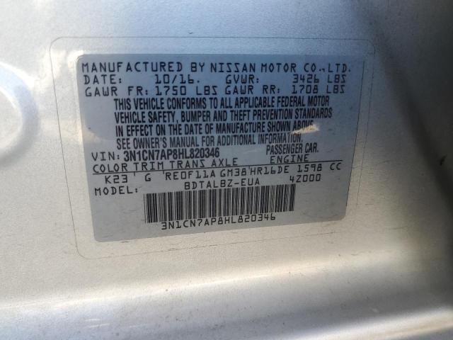 2017 NISSAN VERSA S - 3N1CN7AP8HL820346