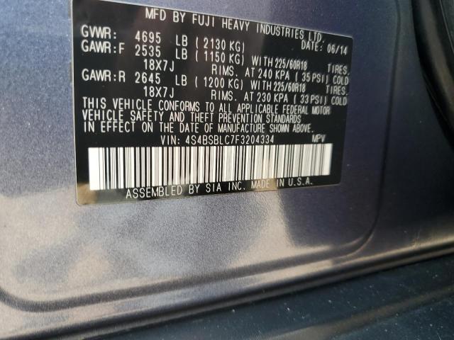 2015 SUBARU OUTBACK 2. 4S4BSBLC7F3204334