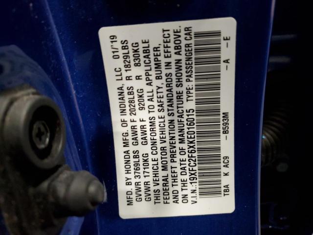 2019 HONDA CIVIC LX 19XFC2F6XKE016015