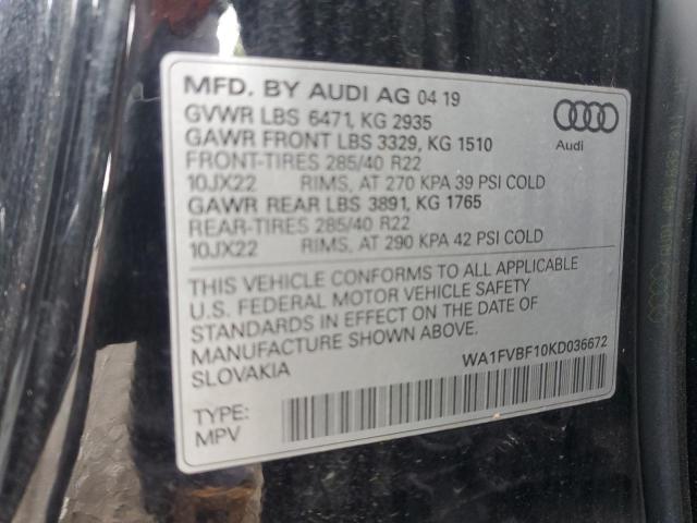 2019 AUDI Q8 PRESTIG WA1FVBF10KD036672