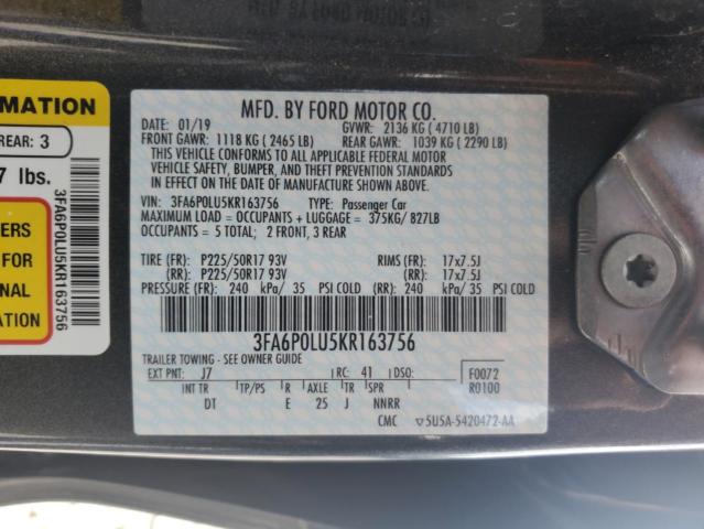 2019 FORD FUSION SE 3FA6P0LU5KR163756