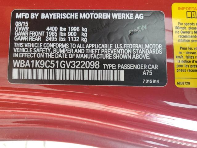 2016 BMW 228 I SULE WBA1K9C51GV322098