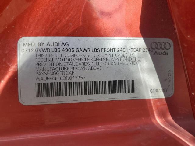 2013 AUDI A4 PREMIUM - WAUFFAFL6DN017357