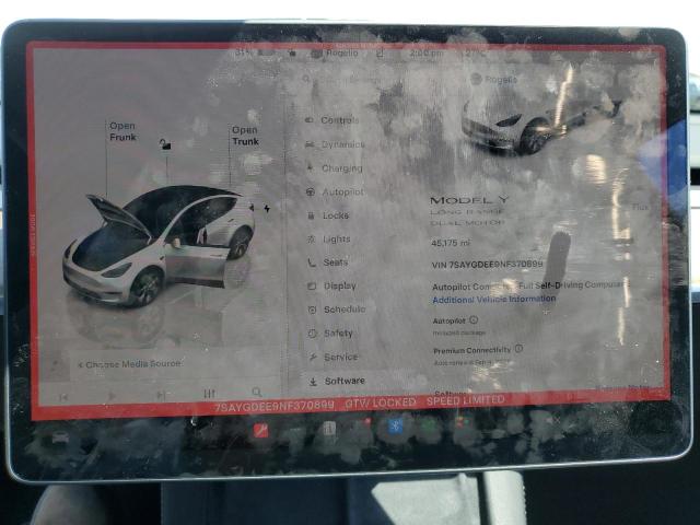2022 TESLA MODEL Y 7SAYGDEE9NF370899