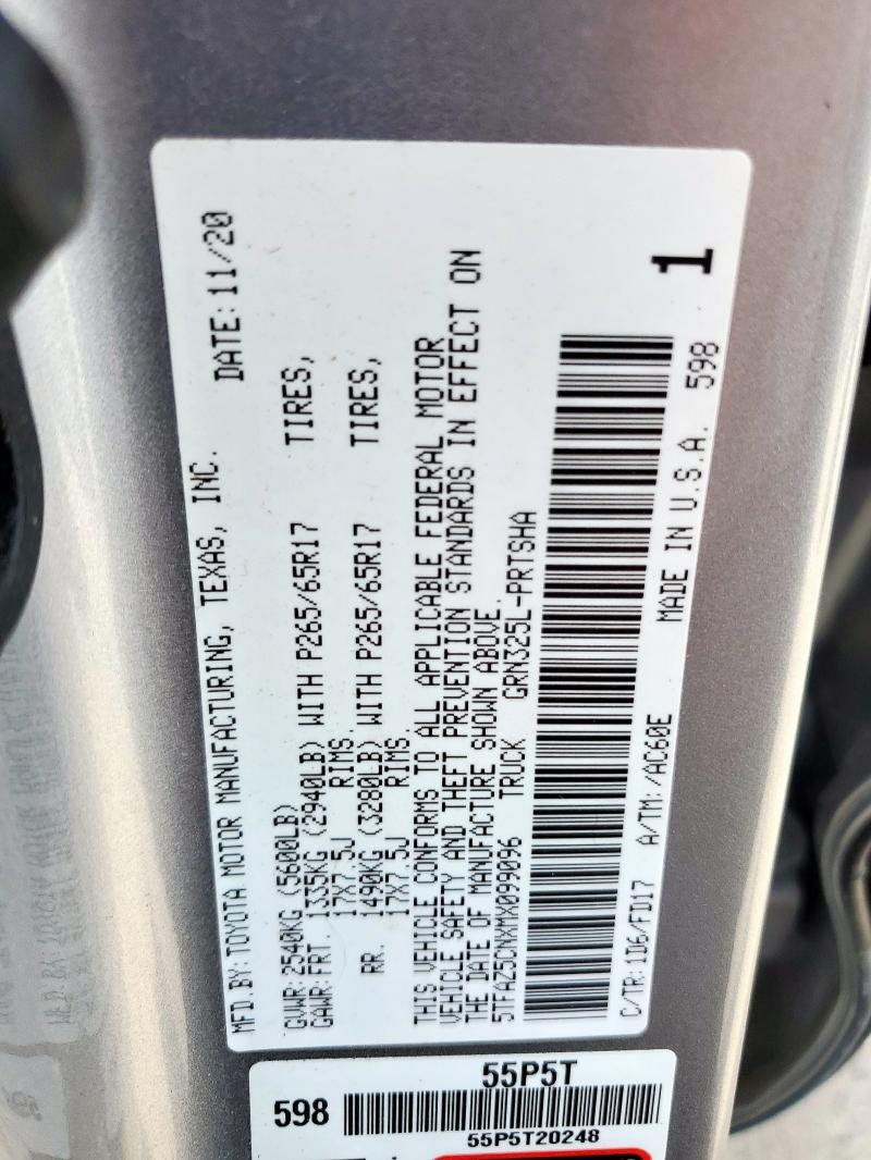 2021 TOYOTA TACOMA DOU - 5TFAZ5CNXMX099096