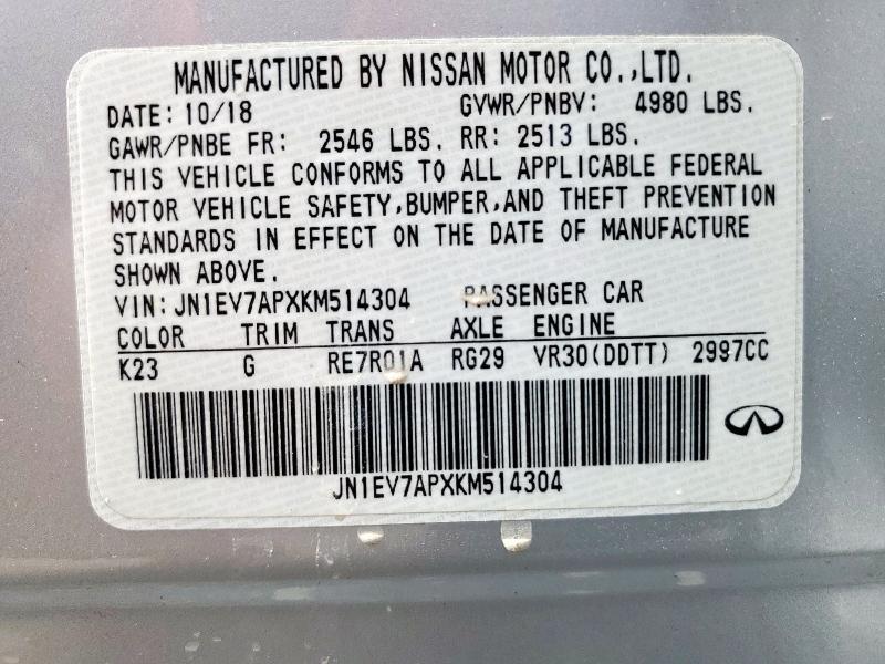 2019 INFINITI Q50 LUXE - JN1EV7APXKM514304