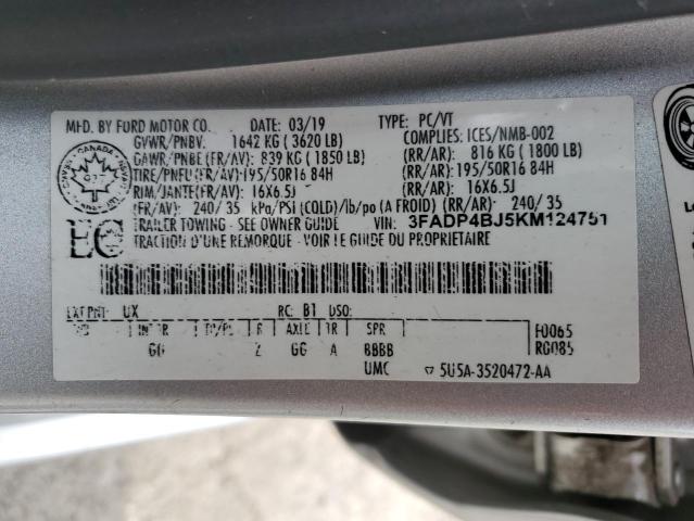 2019 FORD FIESTA SE 3FADP4BJ5KM124751