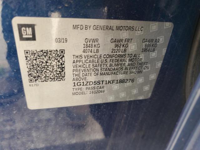 2019 CHEVROLET MALIBU LT - 1G1ZD5ST1KF188276