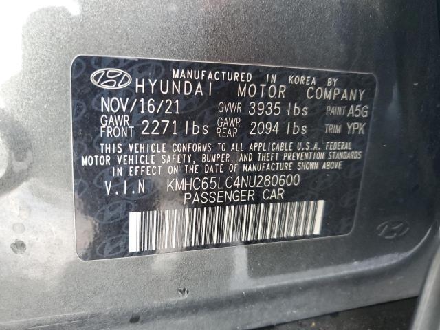 2022 HYUNDAI IONIQ BLUE KMHC65LC4NU280600