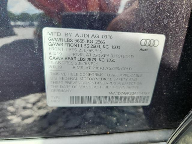 2016 AUDI Q5 PREMIUM WA1D7AFP2GA114197