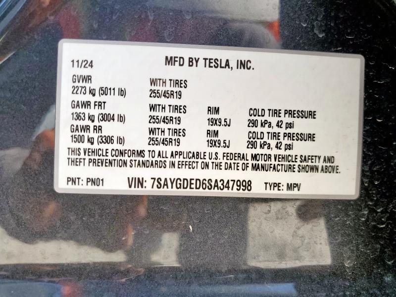 2025 TESLA MODEL Y 7SAYGDED6SA347998