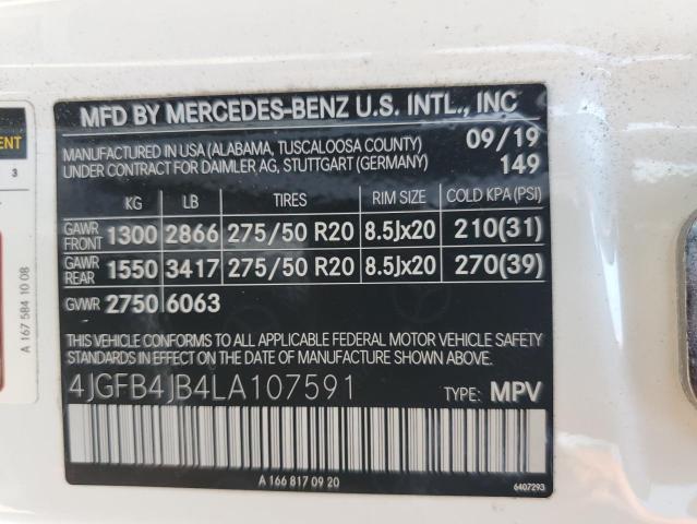 2020 MERCEDES-BENZ GLE 350 4JGFB4JB4LA107591