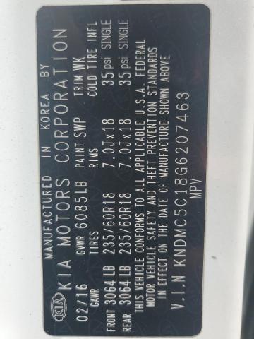 2016 KIA SEDONA EX KNDMC5C18G6207463