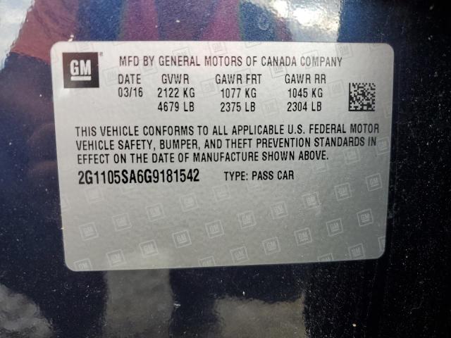 2016 CHEVROLET IMPALA LT 2G1105SA6G9181542