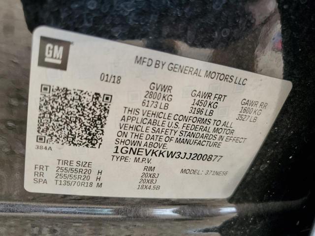 2018 CHEVROLET TRAVERSE H 1GNEVKKW3JJ200877