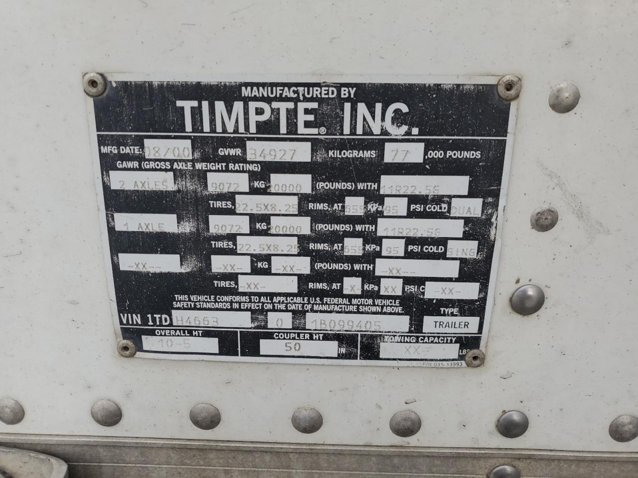 Lot #3215470753 2001 TIMP HOPPER