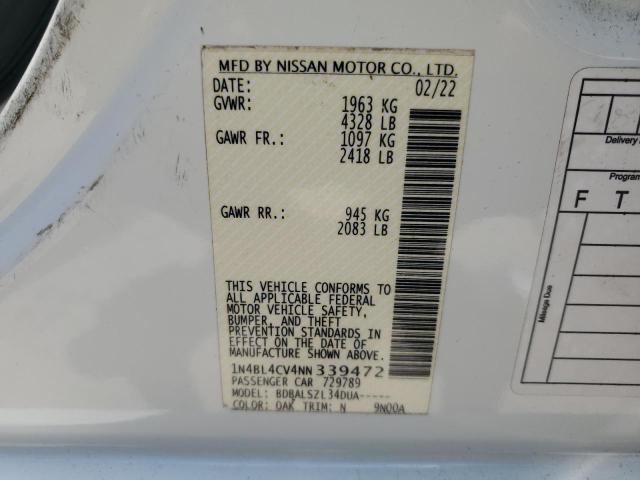 2022 NISSAN ALTIMA SR 1N4BL4CV4NN339472