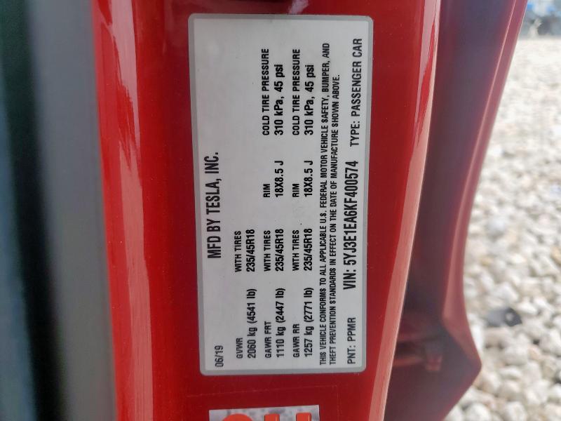 2019 TESLA MODEL 3 5YJ3E1EA6KF400574