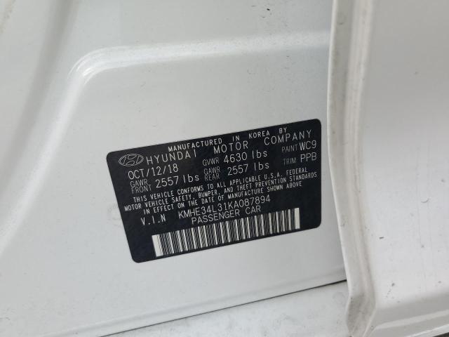 2019 HYUNDAI SONATA HYB KMHE34L31KA087894
