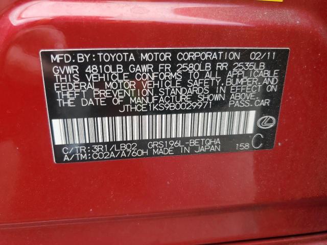 2011 LEXUS GS 350 - JTHCE1KS9B0029971