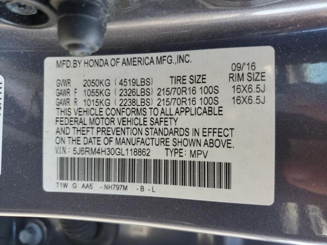 2016 HONDA CR-V LX 5J6RM4H30GL118862