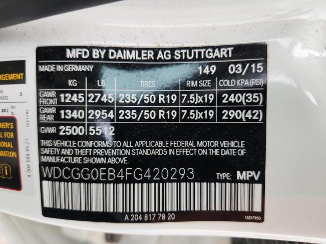 2015 MERCEDES-BENZ GLK 250 BL WDCGG0EB4FG420293