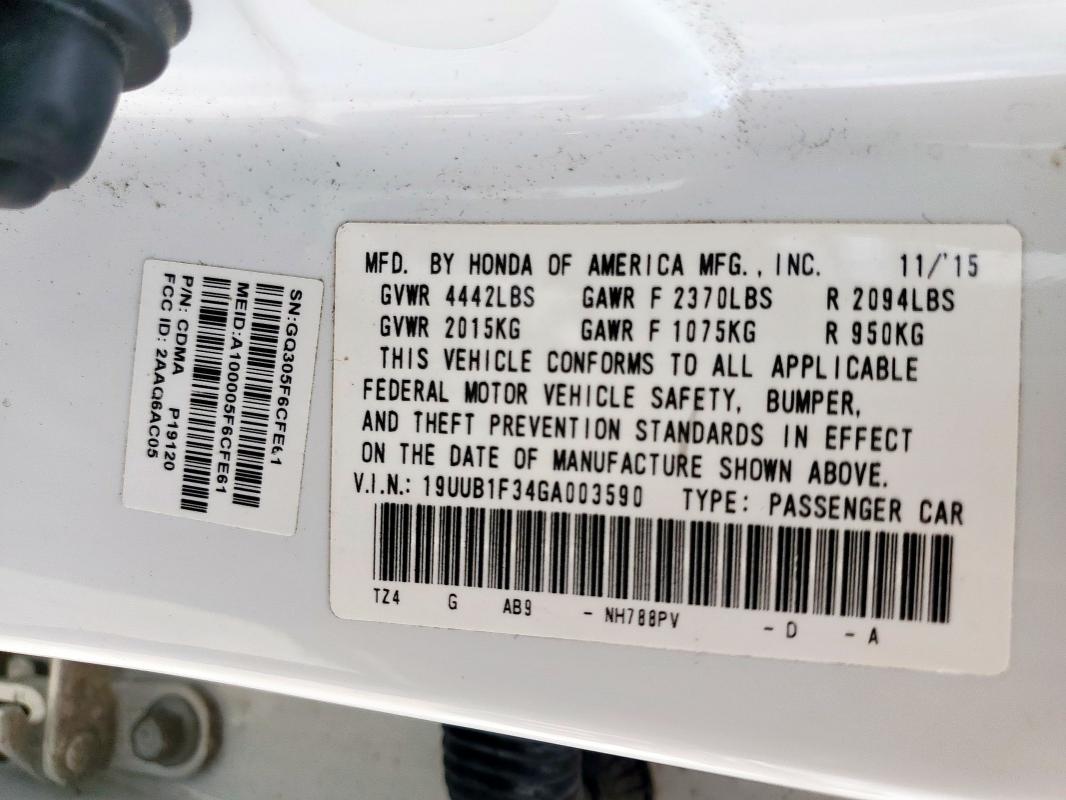 2016 ACURA TLX - 19UUB1F34GA003590
