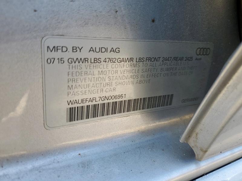 2016 AUDI A4 PREMIUM WAUEFAFL7GN006951