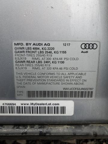 2018 AUDI Q3 PREMIUM WA1JCCFS2JR022787