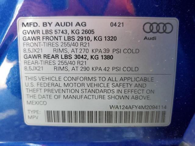 2021 AUDI SQ5 SPORTB WA124AFY4M2094114