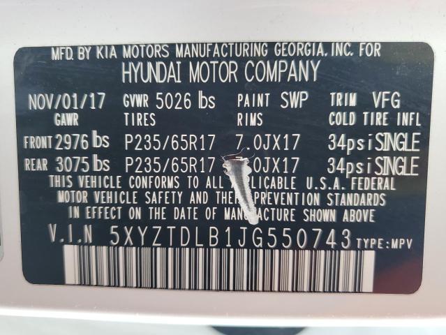 2018 HYUNDAI SANTA FE S - 5XYZTDLB1JG550743