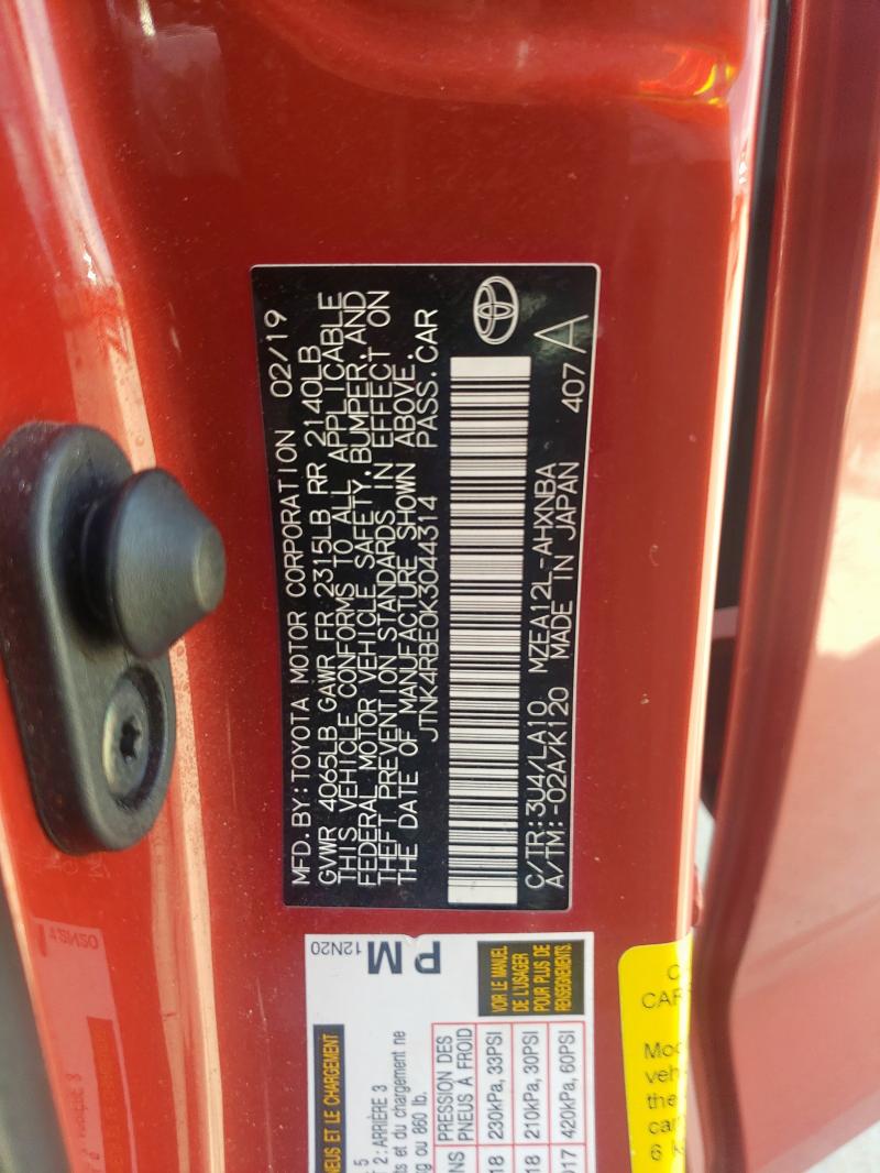2019 TOYOTA COROLLA SE - JTNK4RBE0K3044314