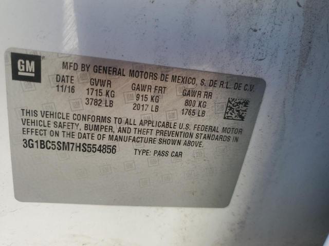 2017 CHEVROLET CRUZE LS - 3G1BC5SM7HS554856