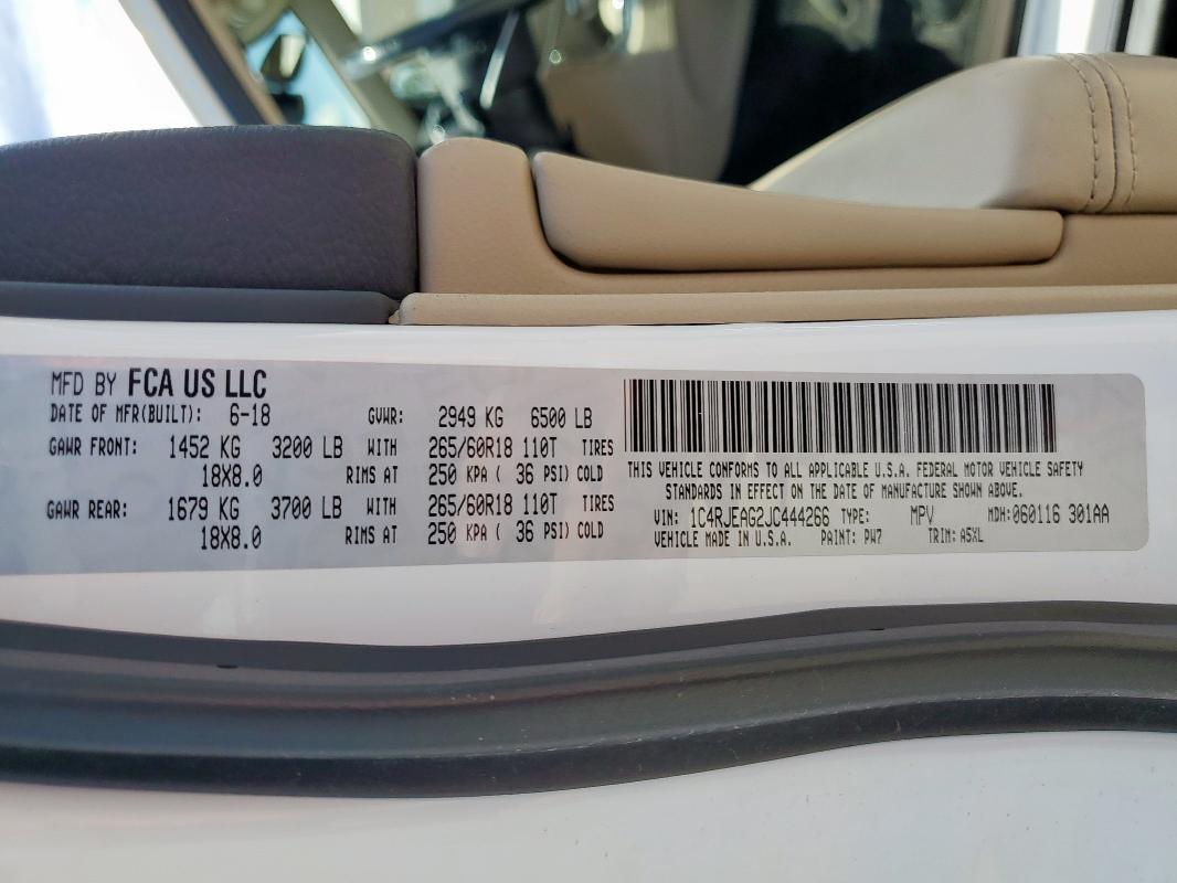 2018 JEEP GRAND CHEROKEE LAREDO 1C4RJEAG2JC444266