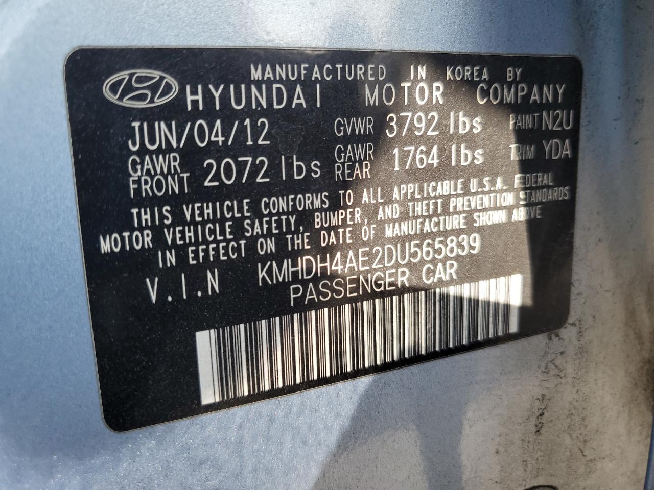 Hyundai Elantra gl 2013