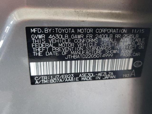 2016 LEXUS IS 200T JTHBA1D22G5014999
